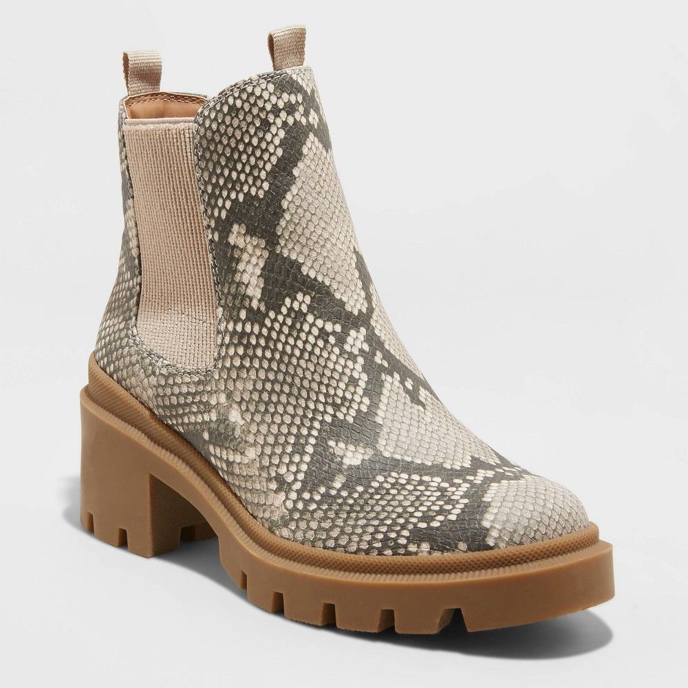 Women's Cai Snake Print Double Gore Combat Boots - Universal Thread Gray 7.5 | Target