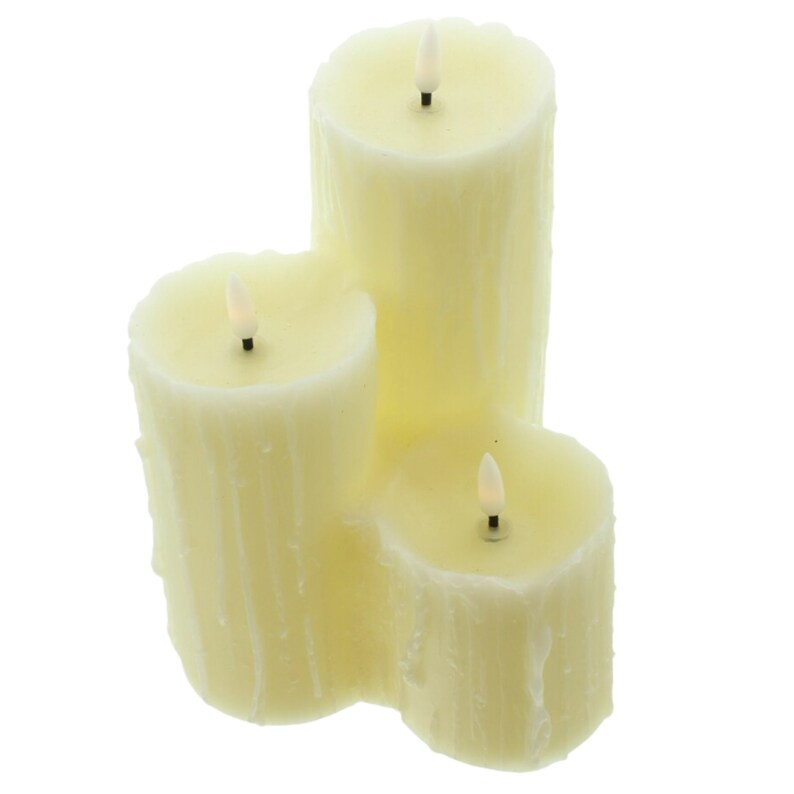 Set of 3 Candles LED Large White Warm Shining Led Candles - Etsy Canada | Etsy (CAD)