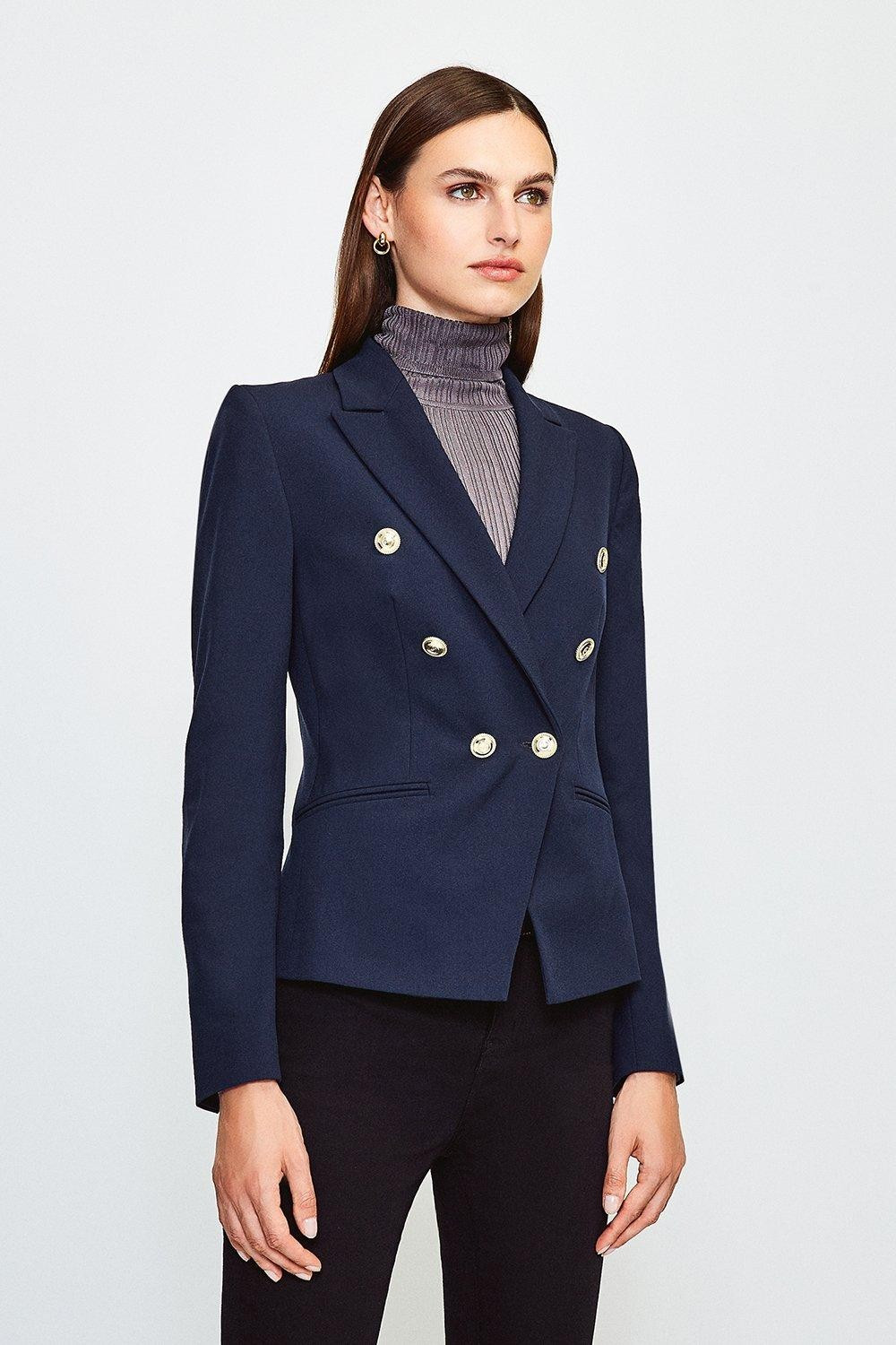 Tailored Button Military Blazer | Karen Millen UK & IE