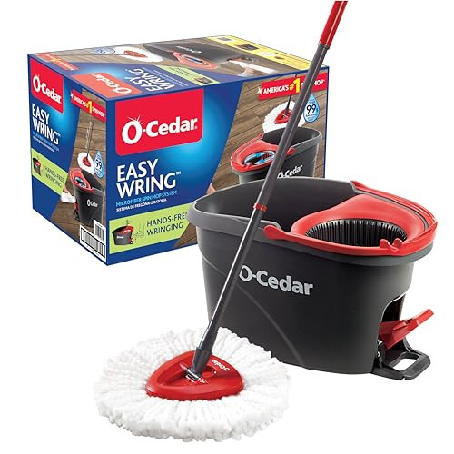 O-Cedar EasyWring Microfiber Spin Mop, Bucket Floor Cleaning System, Red, Gray, Standard | Amazon (US)