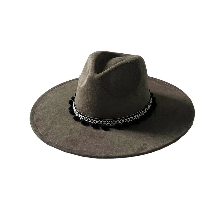 Ginsiom Big Wide Brim Fedora Hats for Women Men Suede Felt Hat Halloween Panama Dress Fedora Hat | Walmart (US)