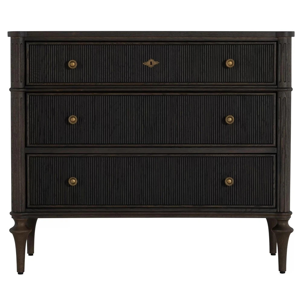Andrea French Country Dark Brown Oak Wood Chest | Kathy Kuo Home