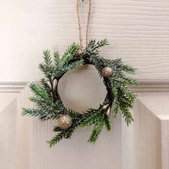 Golden Mini Christmas Wreath Ornament | Etsy (US)