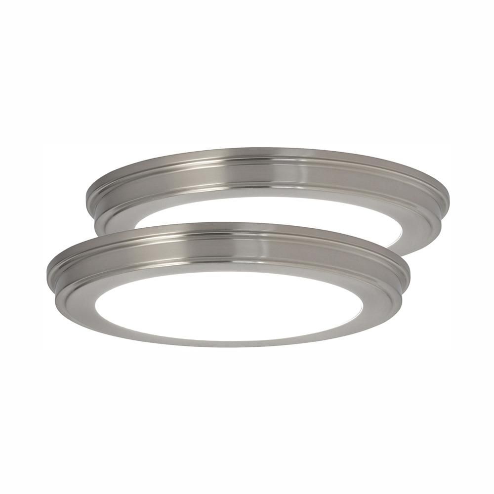 13 in. Brushed Nickel Color Changing LED Ceiling Flush Mount (2-Pack) | The Home Depot