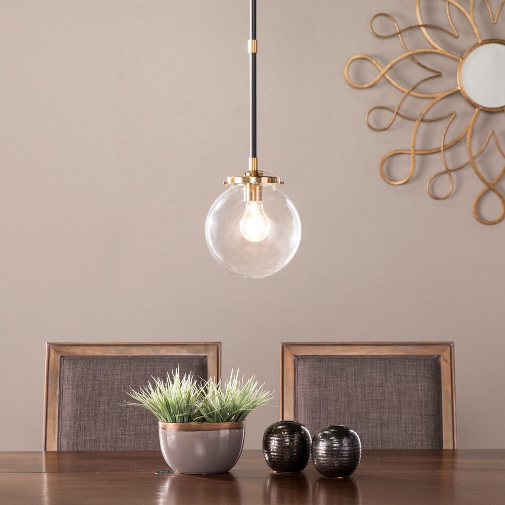 Strick & Bolton Contemporary Black Metal Clear Glass Globe Pendant Light (Black/Gold) | Bed Bath & Beyond