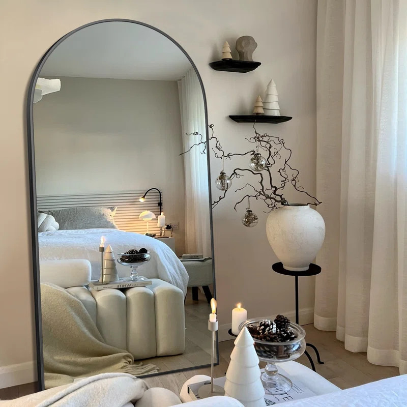 Malesha Large Modern Full Length Arched Aluminum Alloy Framed Floor Mirror | Wayfair North America