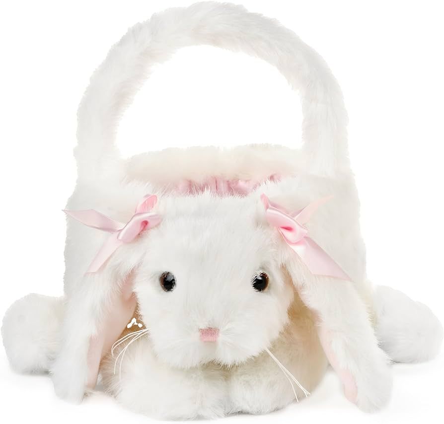 Bearington White Bunny Rabbit The Plush Easter Basket Bunny, 12 x 13 Inch Bunny Basket, Easter Ba... | Amazon (US)