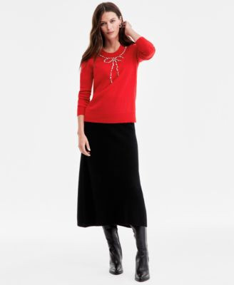 Charter Club Women's 100% Cashmere Embellished Bow Sweater, Macy's Exclusive - Macy's | Macy's