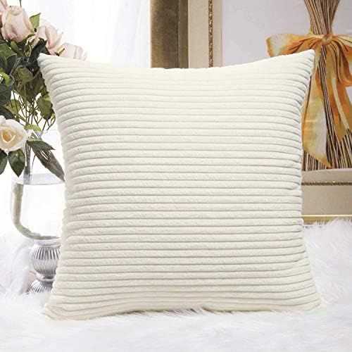 Home Brilliant Euro Sham Super Soft Striped Corduroy Velvet Decorative Throw Pillow Cushion Cover... | Amazon (US)