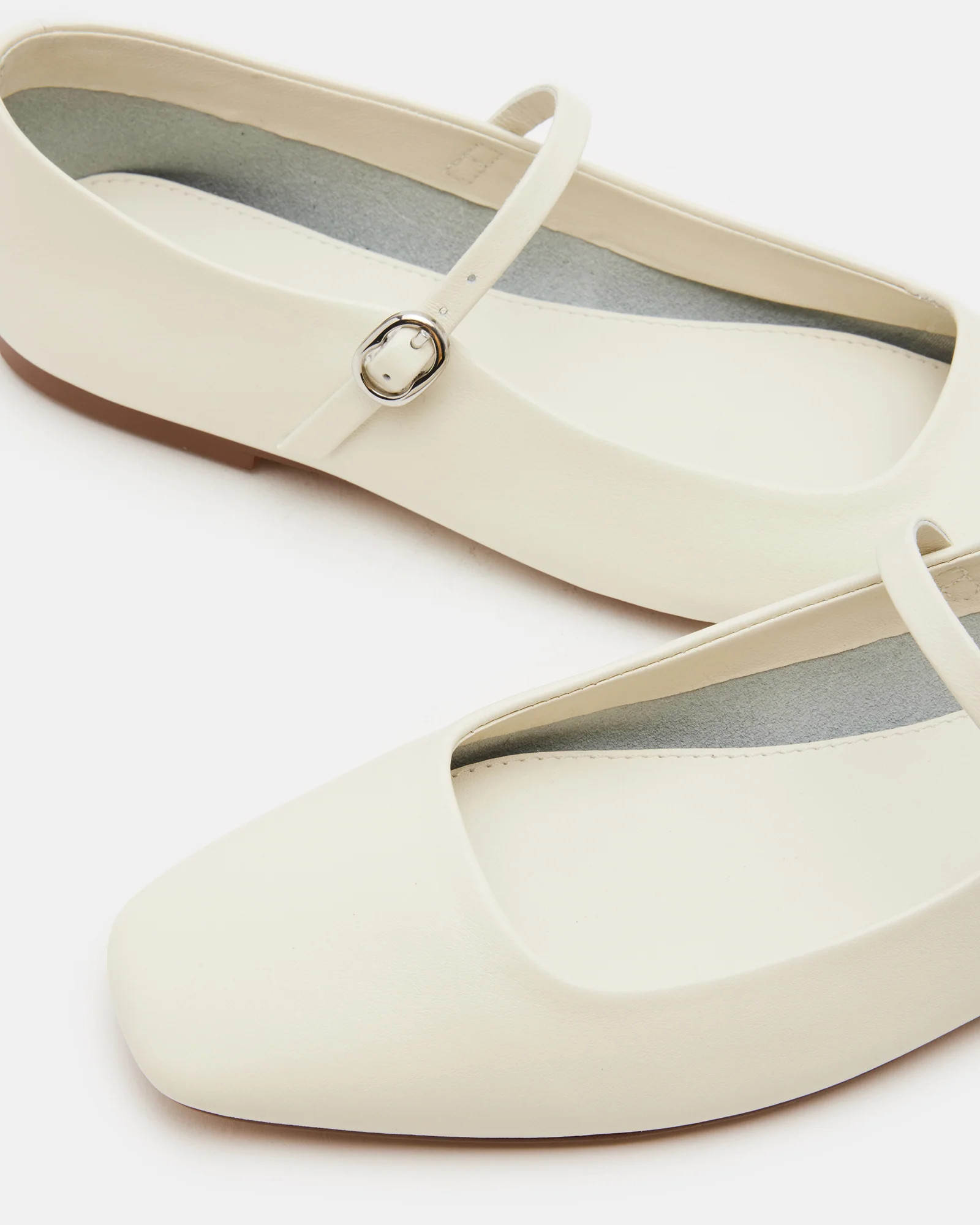 MAPLE Ivory Leather Mary Jane Ballet Flat | Women's Flats | Steve Madden (US)