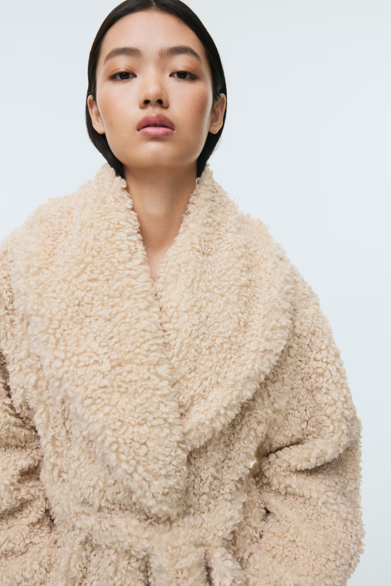 Tie-Belt Teddy Fleece Coat | H&M (US + CA)