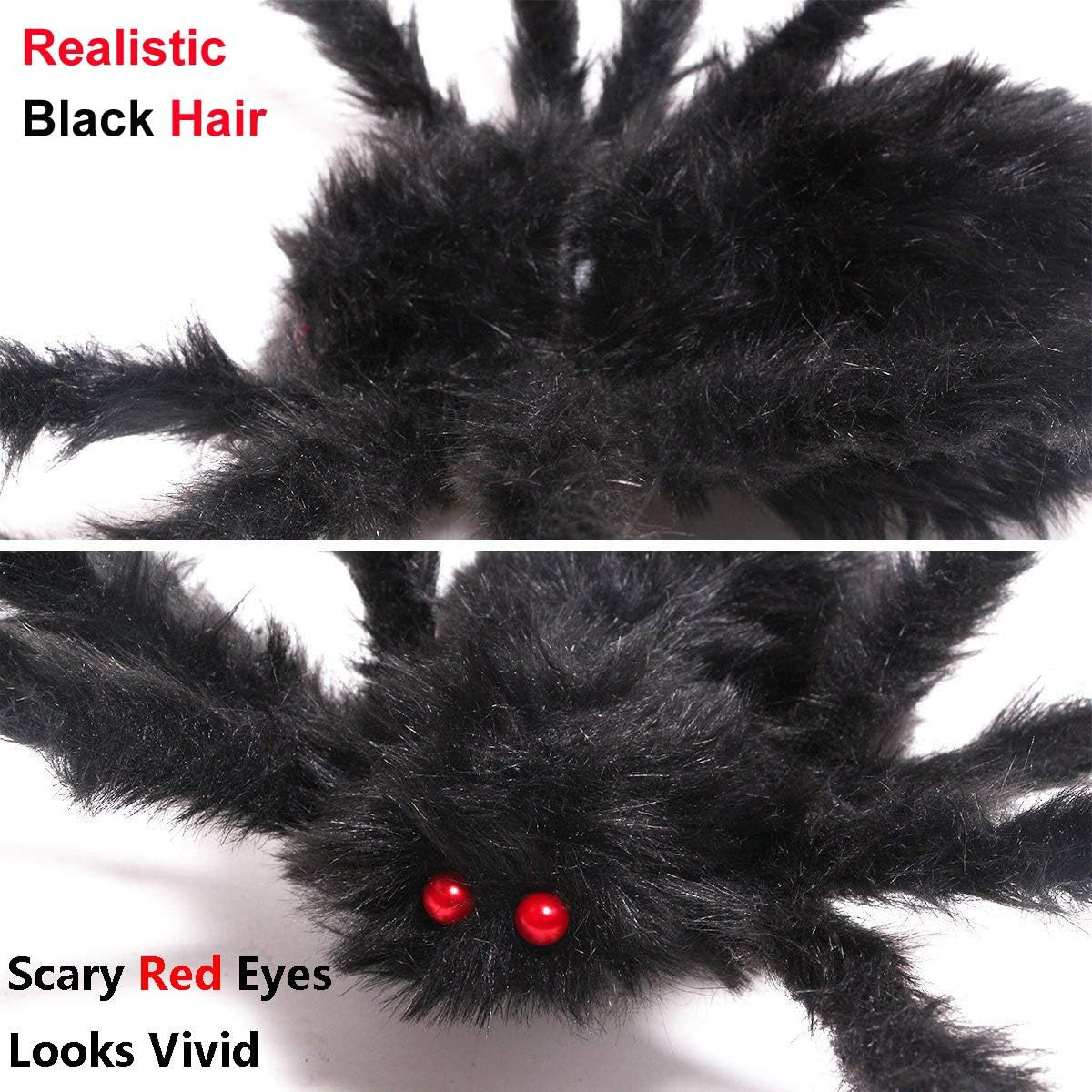 Amazon.com: Venhoo Halloween Giant Spider Outdoor Decorations 79 inch Black Scary Hairy Realistic... | Amazon (US)