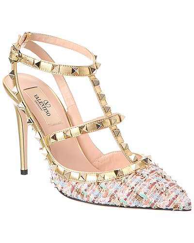 Rockstud Caged 100 Tweed & Leather Pump | Rue La La