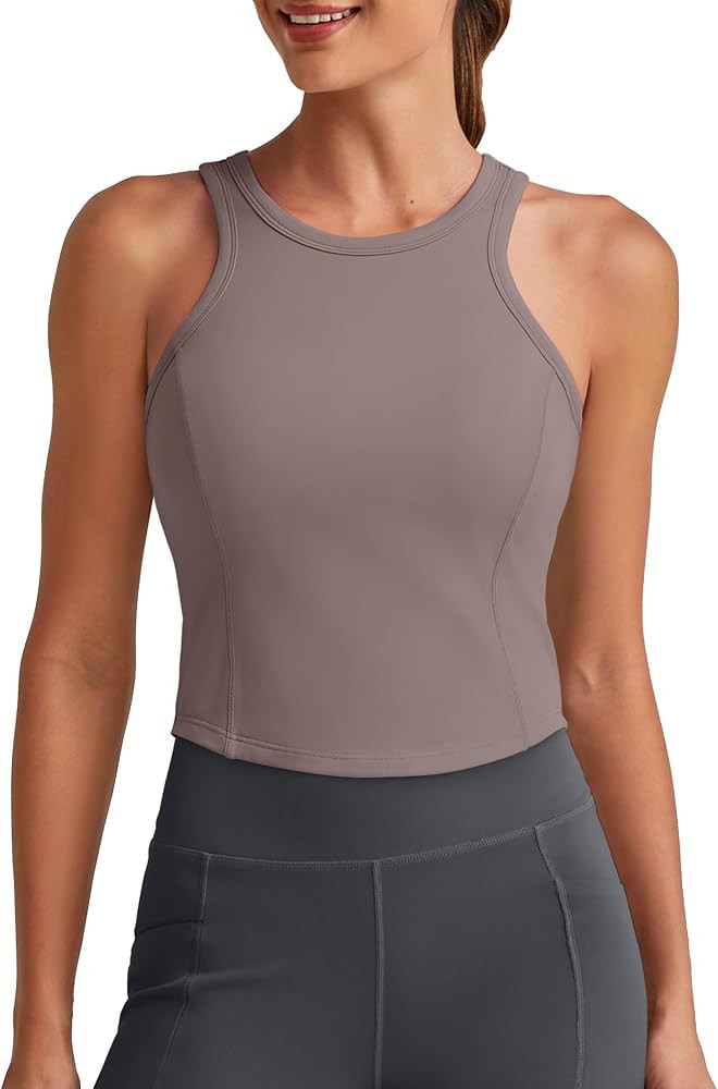 G4Free Barefeel Built in Bra Workout Tops for Women Removable Pads Longline Sport Bras Racerback ... | Amazon (US)