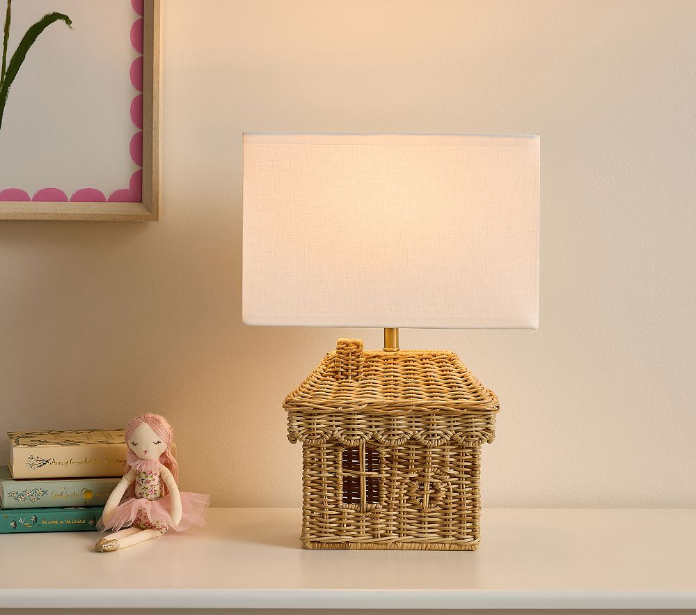House Shaped Rattan Table Lamp (17") | Pottery Barn Kids