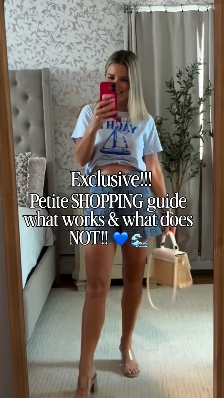 Comment PETITE for a 🔗 to everything! 🩳 ✨ 💙 

#petitestyle #petitetips #petitehacks #styletips #stylehacks outfitinspo ootd grwm styling summertime shorts petiteshorts denimshorts