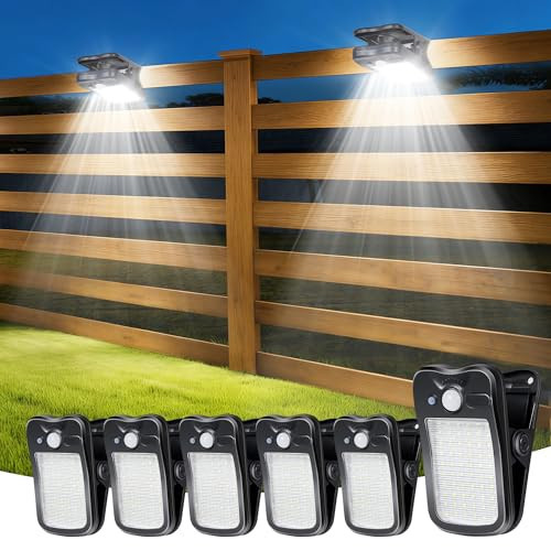 LIFENGSOLER Clip on Solar Lights Outdoor, Solar Motion Sensor Lights Outdoor with Waterproof 3 Modes, 60LEDs 500LM Portable Security Light for Fence, Deck, Yard, Camping, USB Charging, 6 Black | Amazon (US)