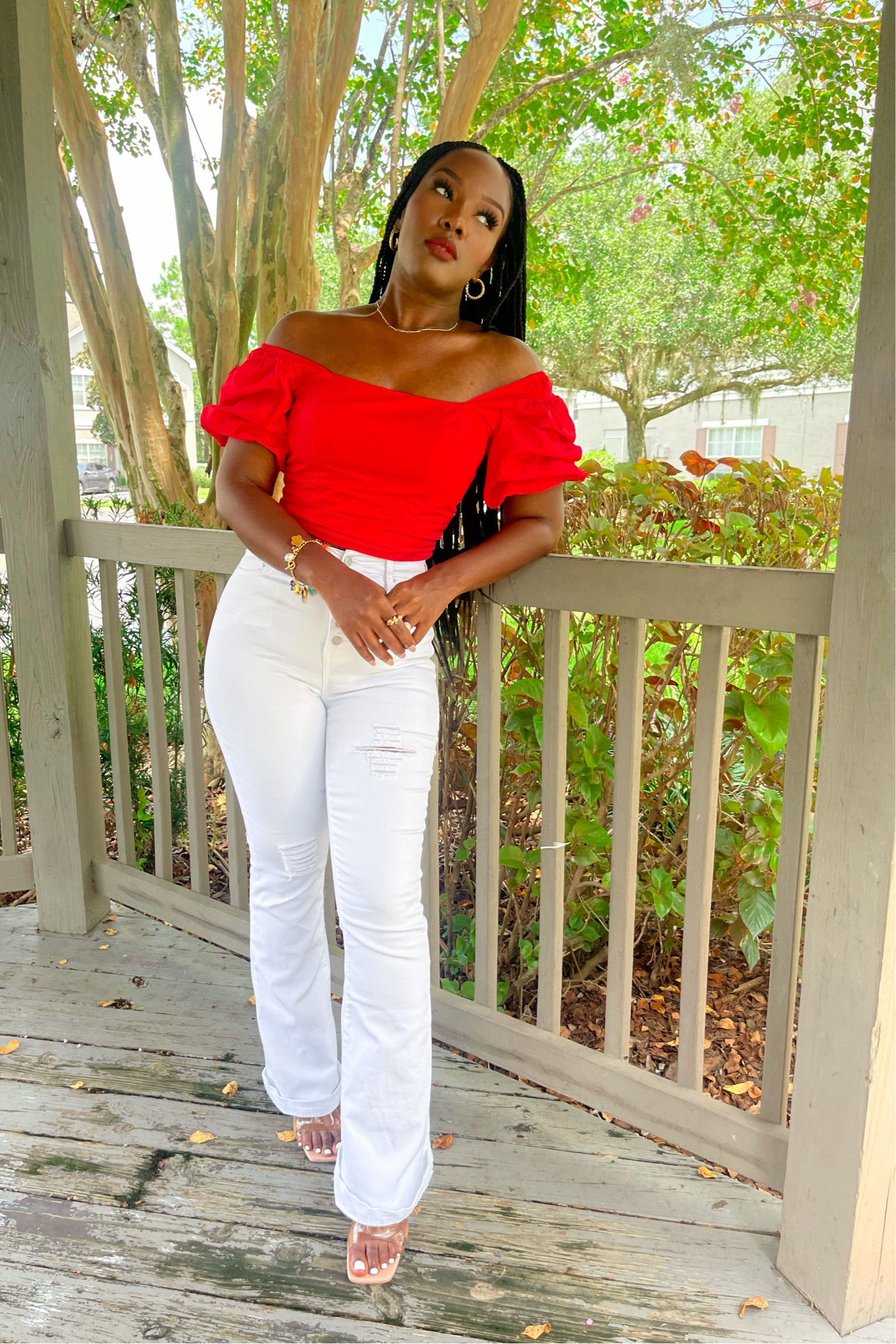 Perfect brunch look with the girl, I love puff sleeves Although the color white jeans aren’t available but here are similar jeans in black 

#LTKstyletip #LTKunder50