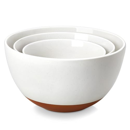 MALACASA Ceramic Mixing Bowls, Large Serving Bowls for Mixing, Cooking, Prepping, Baking, Salad, Soup, Pasta, Nesting Bowls Set of 3, 46/80/140 Oz, Oven, Microwave and Dishwasher Safe, Series TARA | Amazon (US)