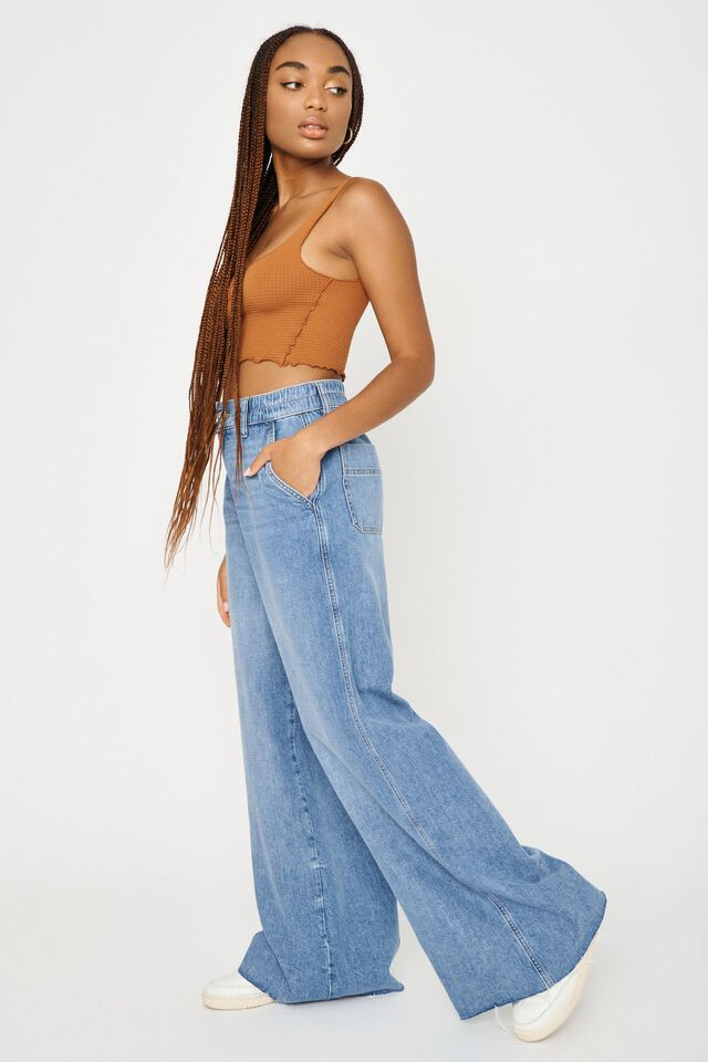 Skater Wide Leg Jeans - Farrah Blue | Garage Clothing