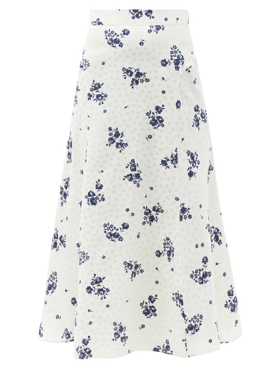 Floral-print silk-satin midi skirt | Alessandra Rich | Matches (US)