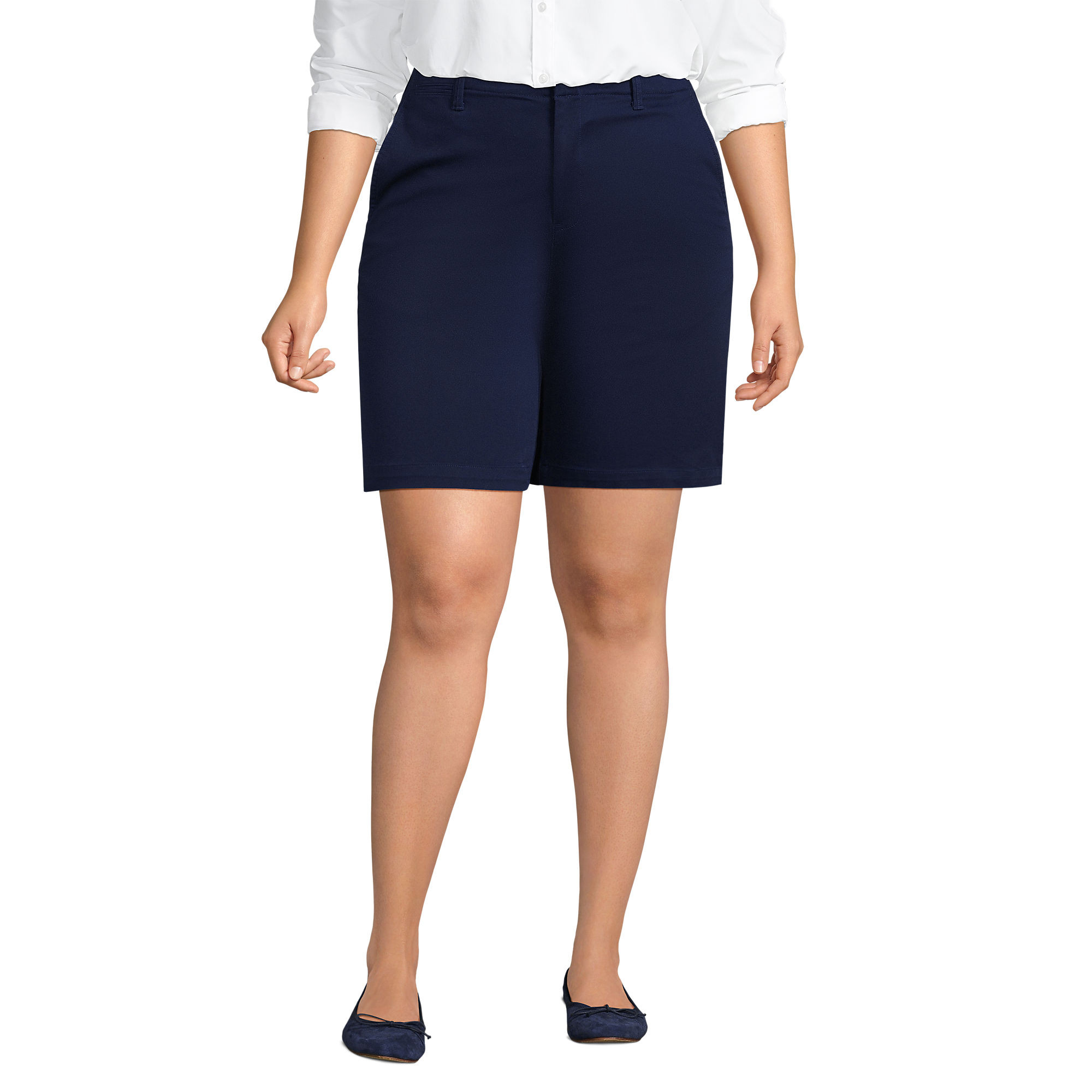 Women's Plus Size Classic 7" Chino Shorts | Lands' End (US)