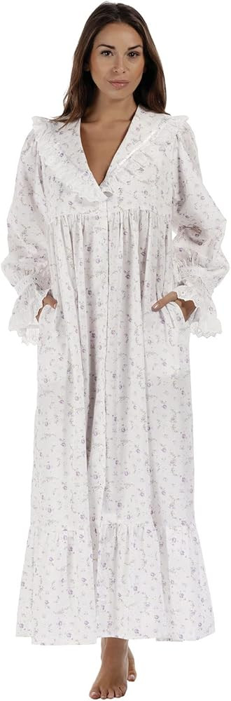 The 1 for U Sleepwear for Women - Button Down Nightgowns for Women, Amelia 100% Cotton Robe | Amazon (US)