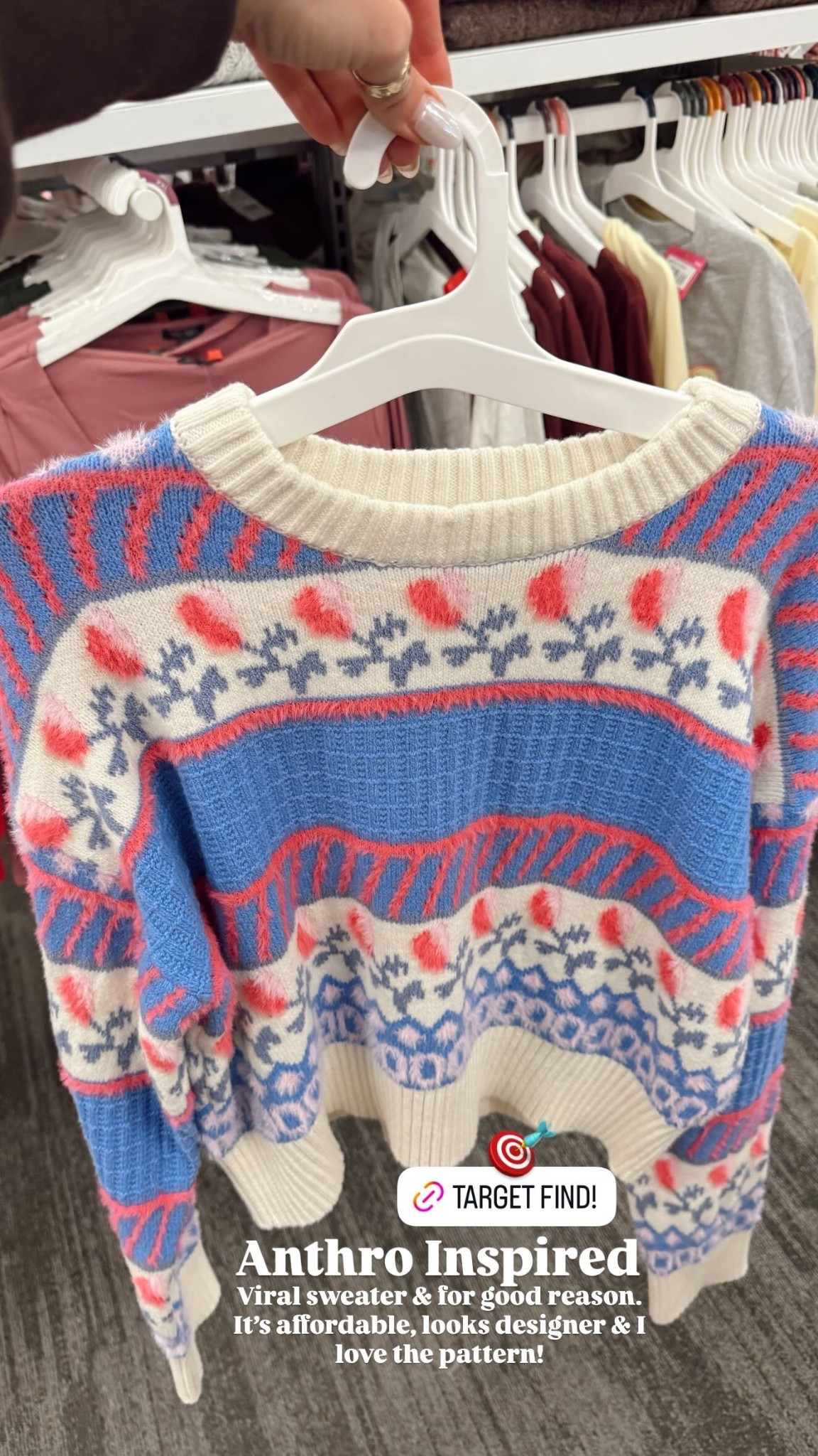 Anthro Inspired  Viral sweater & for good reason. It’s affordable, looks designer & I love the pattern! 🎯