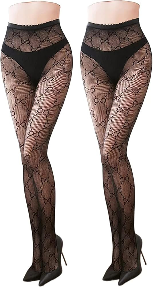 Sviiolnnr Sexy Fishnet Stockings Fashion Letter Tights for Women Sexy Lace Leggings Fishnet Stock... | Amazon (US)