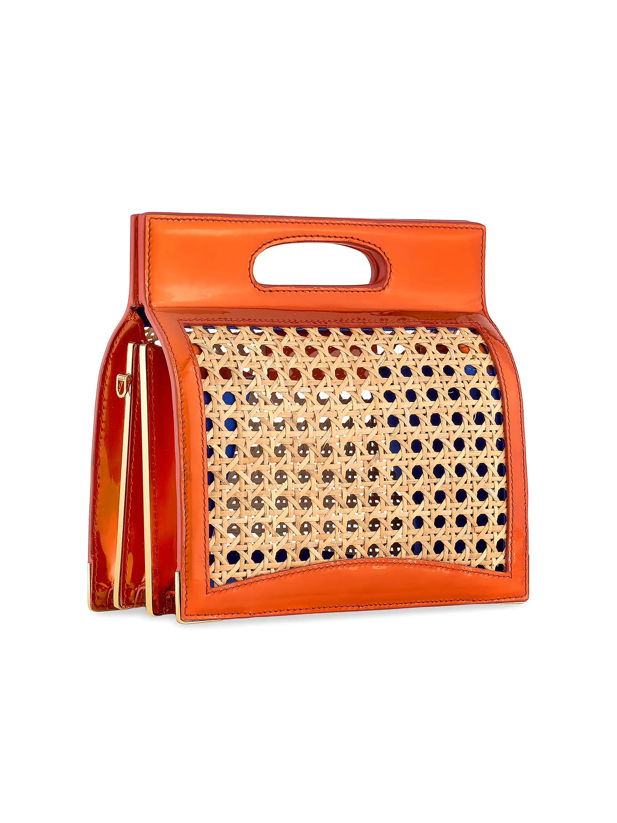 Stella Handbag Leather and Natural Wicker Tall with Gold Hardware | Saks Fifth Avenue