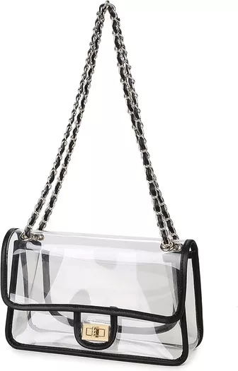 Lam Gallery Trendy Clear Purse Top Handle Shoulder Handbag Stadium Approved Clear Bag PVC Plastic See Through Working Bag