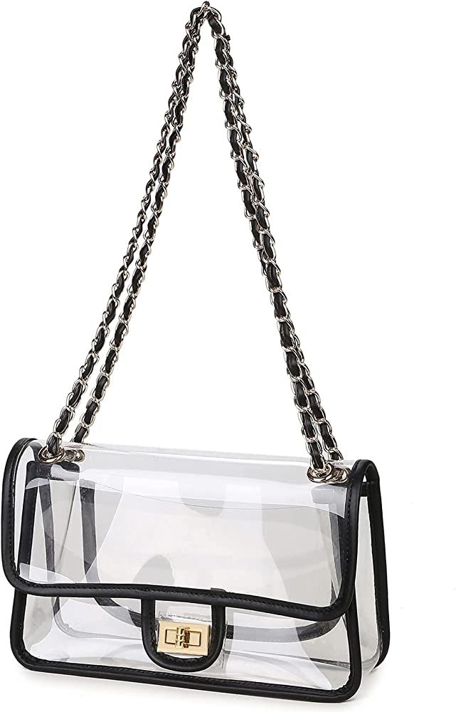 Lam Gallery Womens PVC Clear Purse Handbag with Chain Stadium Approved Clear Bag See Through Bag ... | Amazon (US)