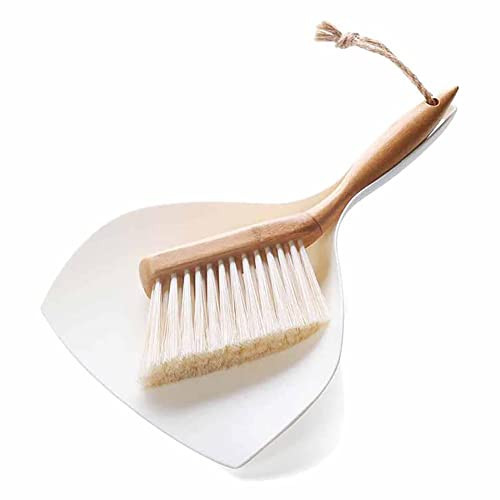 Dustpan and Brush Set, Small Dustpan with Bamboo Handle Brush, Handy Mini Broom and Dustpan Set for Convenient Sweeping, White,11.5 x 7.6 x 2.3 Inch | Amazon (US)