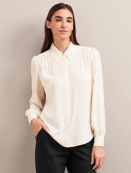 Bria Silk Shirt - Cream | Cefinn