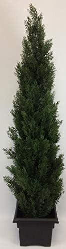 Outdoor Artificial UV Rated 6 ft Cedar Topiary Tree with Square Black Planter | Amazon (US)