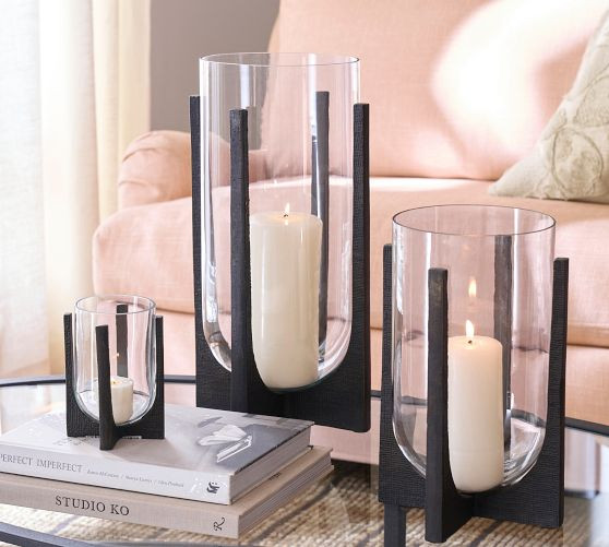 Mesa Cast Iron Hurricane Candle Holder | Pottery Barn (US)