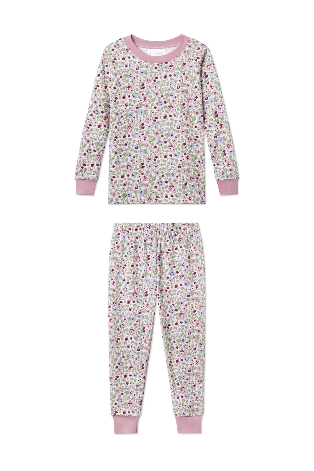 Kids Long-Long Set in Plum Elizabeth Floral | Lake Pajamas