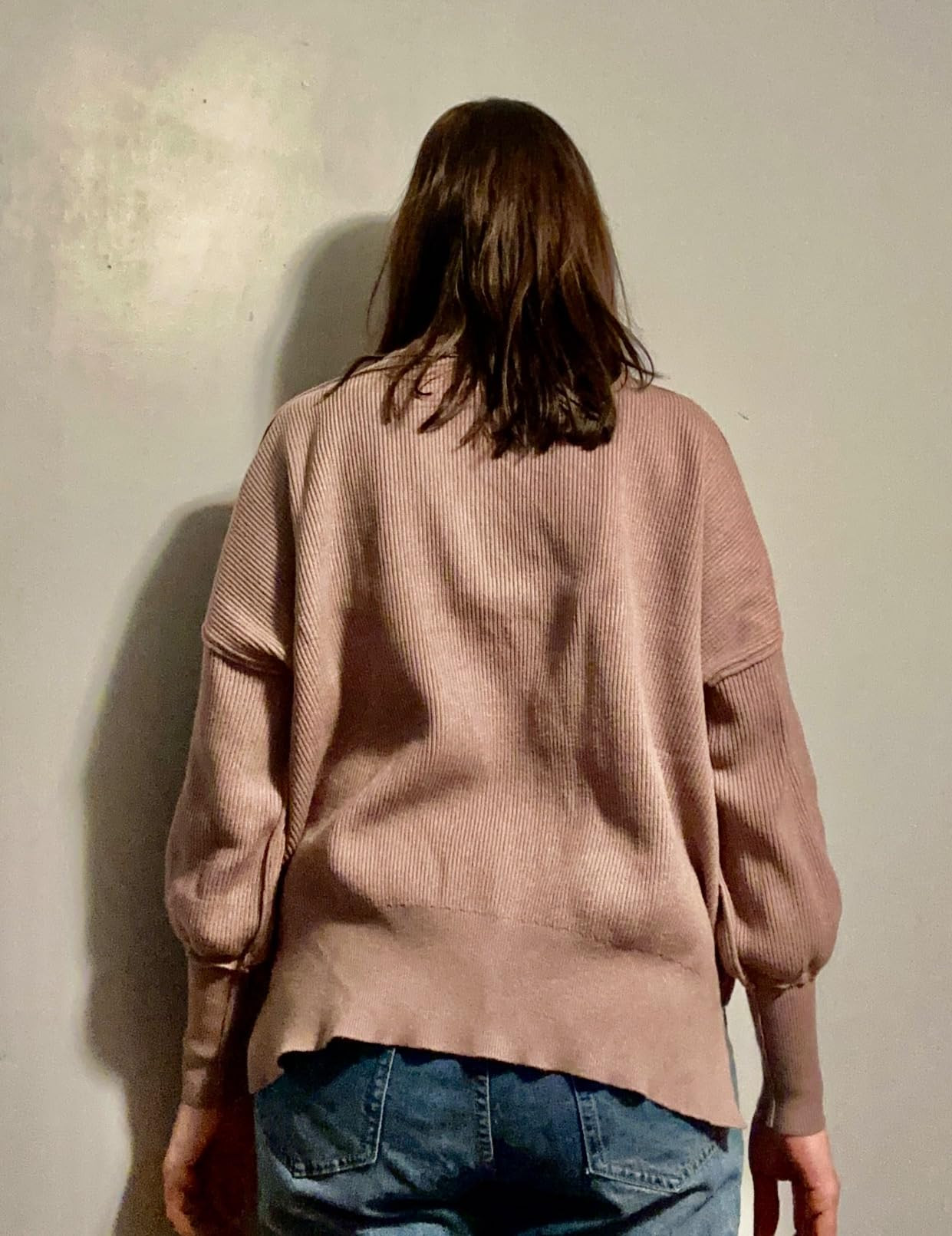 ANRABESS Women Crewneck Batwing Long Sleeve 2024 Fall Oversized Side Slit Ribbed Knit Pullover Sw... | Amazon (US)