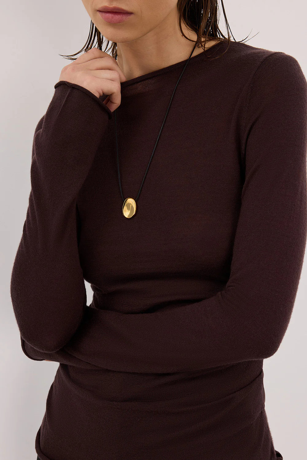 NICO BITTER CHOC MERINO KNIT TOP | DISSH