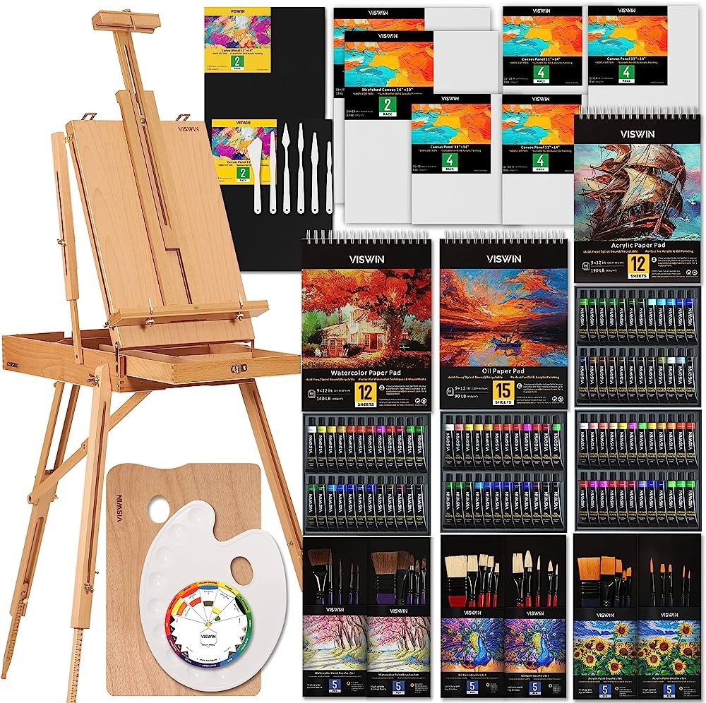 Amazon.com: VISWIN All-in-One Artist Painting Set, 147 Pcs Professional Painting Kit with French ... | Amazon (US)