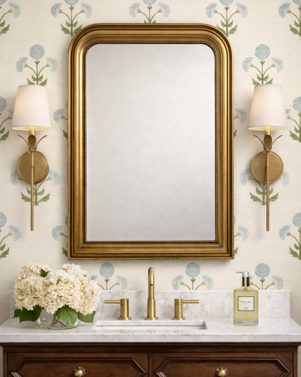 A powder bath render featuring some beautiful blue and cream floral wallpaper 

#LTKdayinmylife #LTKHome #LTKSaleAlert