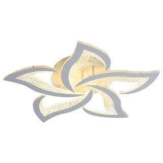 23.2 in. Selectable LED Flower Shape Design Dimmable Chandelier Flush Mount Ceiling Lights White | The Home Depot