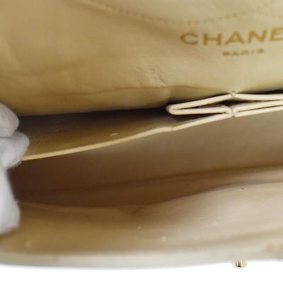 CHANEL CC Matelasse 25 Double Flap Chain Shoulder Bag Leather Beige GHW 614RC604 | eBay US