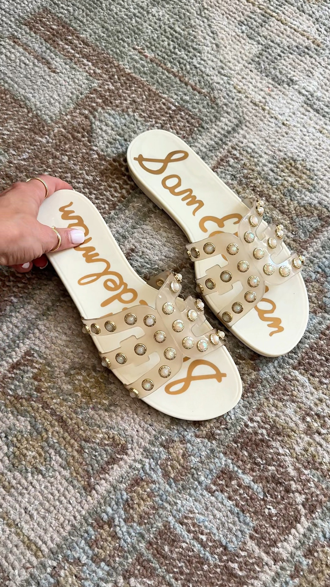 I just love these pearl jelly slide sandals! Whole sizes only. I’m a 6.5 and did a 7 and they are great. Vacation outfit. Resort wear. Resort outfits. Vacation sandals. Spring outfit. 

#LTKSwim #LTKootd #LTKTravel