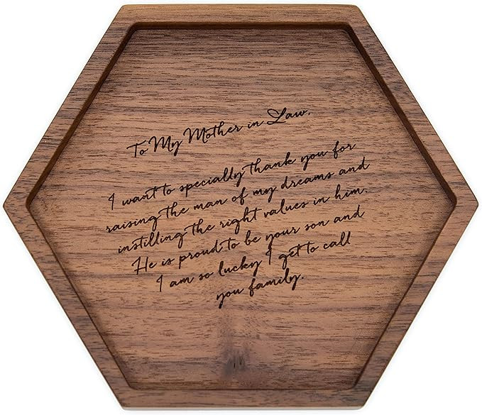 MUUJEE to My Mother in Law Hexagon Wood Tray, Engraved Wooden Trinket Dish Gift to Mom in Law for... | Amazon (US)