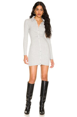 superdown Ramona Ruched Dress in Heather Grey from Revolve.com | Revolve Clothing (Global)