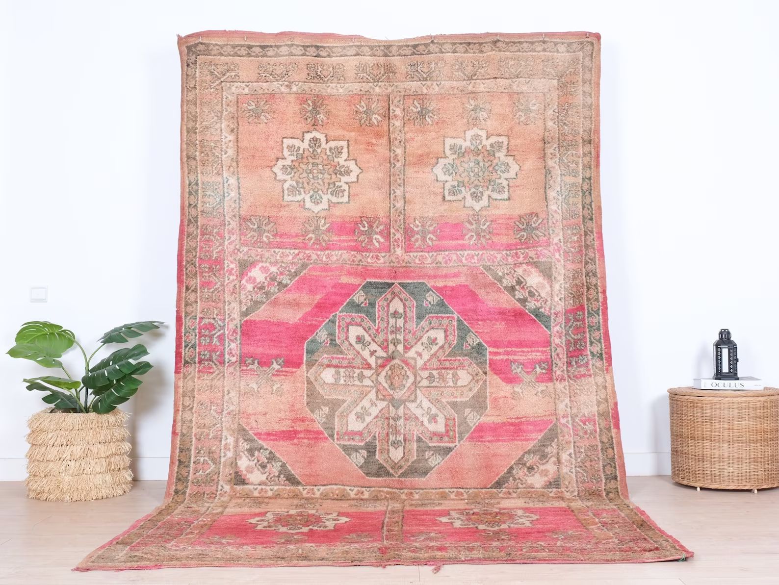Vintage Boujaad Rug, Pink Moroccan Rug, 6x10 FT - Etsy | Etsy (US)