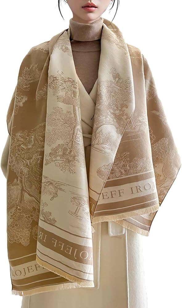 Warm Scarf Cashmere Shawl Women Artistic Landscape Painting Reversible Scarf With Tassel Large Lo... | Amazon (US)