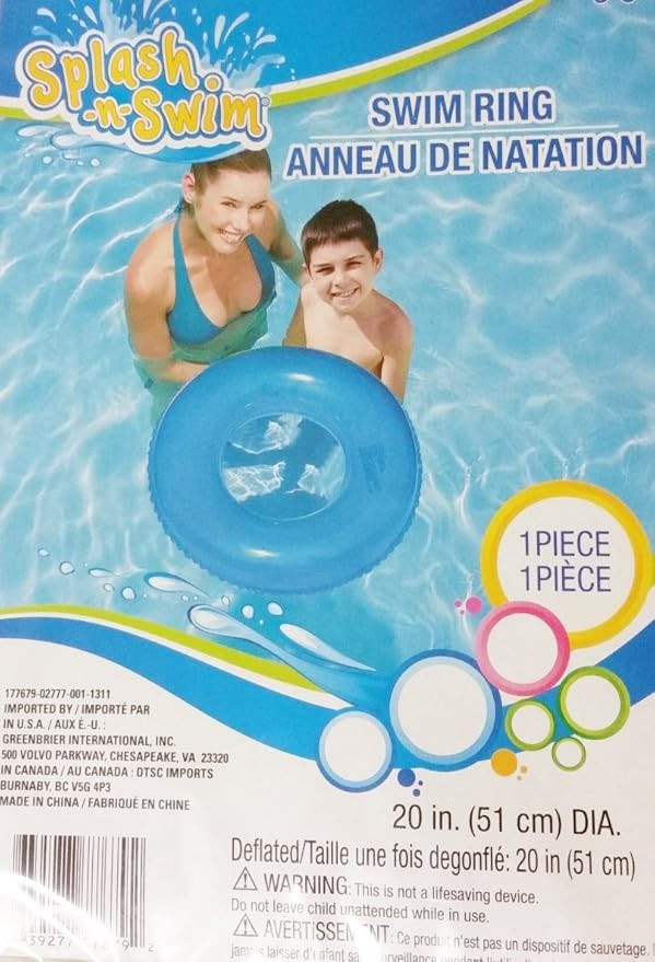 Splash-n-Swim Inflatable Swim Ring, 20 in Diameter, Age: 4 and up 2 Pack | Amazon (US)