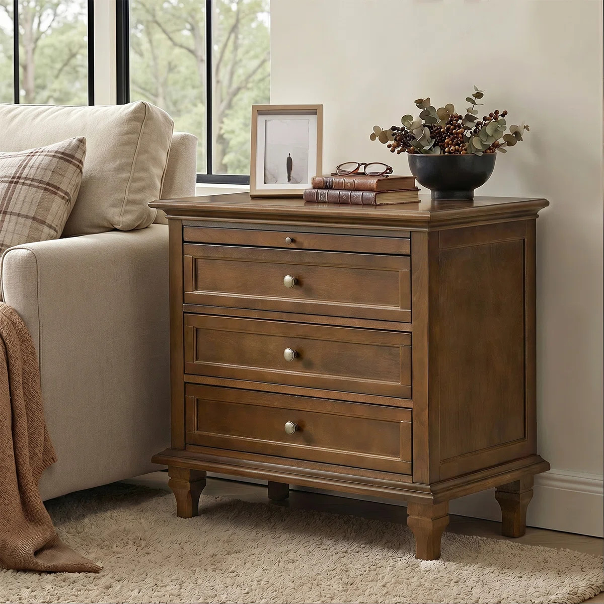 3-Drawer Traditional End Table with Charging Station and Pull-out Shelf | Wayfair North America